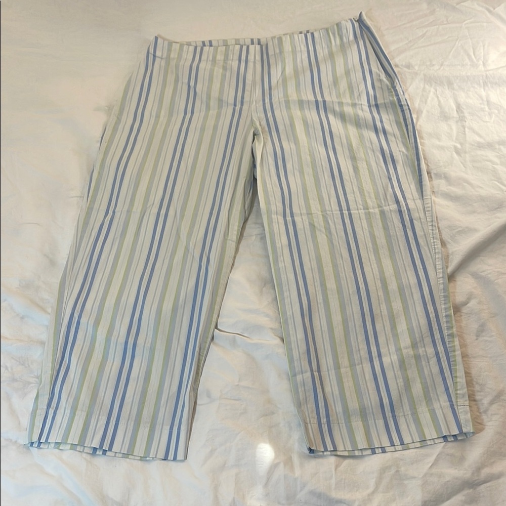 Fashion Bug Crop White, Blue and Green Striped